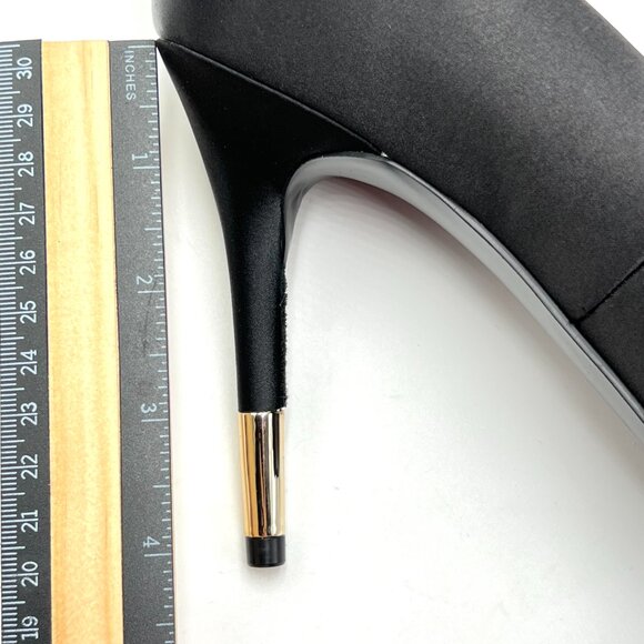 Nine West Womens Size 8.5 Black Satin Stiletto Heels Pumps Shoes With Bows - Picture 13 of 15